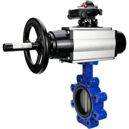 Затвор дисковый поворотный WBV1631E-2W-Fb-H Ду150 Ру16 LUG корпус - чугун QT450, диск - нержавеющая сталь 304, уплотнение - EPDM, с пневмоприводом PA-DA-105-1, пневмораспределителем 4M310-08 AC220V и БКВ APL-210N