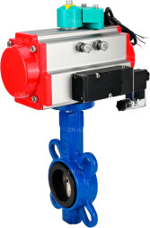 Затвор дисковый поворотный WBV1413E-2W-Fb-H Ду125 Ру16 корпус - чугун GGG50, диск - чугун GGG40, уплотнение - EPDM, с пневмоприводом PA-DA-105, пневмораспределителем 4M310-08 AC220V и магнитным переключателем ALS200D