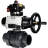 Кран шаровой BV4242E-FP-GRM-ISO Дн25 Ру10 полнопроходной, корпус - НПВХ, шар - НПВХ, уплотнение - EPDM, с пневмоприводом PA-DA-105-1, пневмораспределителем 4M310-08 AC220V и БКВ APL-410N EX в Барнауле