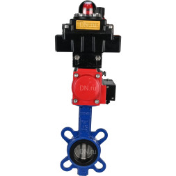 Затвор дисковый поворотный WBV1432E-2W-Fb-H Ду100 Ру16, корпус - чугун GGG50, диск - нержавеющая сталь 316L, уплотнение - EPDM, с пневмоприводом PA-DA-083, пневмораспределителем 4M310-08 AC220V, БКВ APL-410N EX, БПВ AFC2000