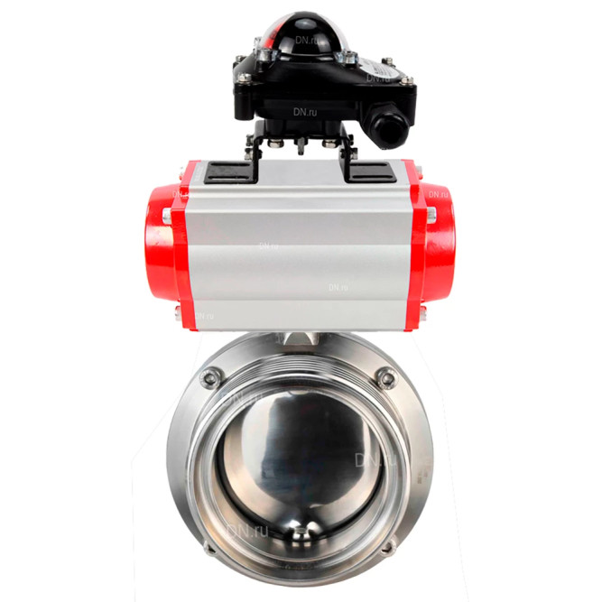 Затвор дисковый поворотный WBV3131S-2W-T-H Ду15 Ру10 резьбовой, пищевая нержавеющая сталь 304, уплотнение – Silicon, с пневмоприводом PA-DA-052 и БКВ APL-210N в Барнауле