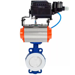 Затвор дисковый поворотный WBV3434Pf-2W-Fb-H Ду80 Ру16 корпус - углеродистая сталь WCB, диск - углеродистая сталь WCB, футерованный PTFE, уплотнение - PTFE, с пневмоприводом PA-DA-083 и позиционером YT-1000RSN с обратной связью
