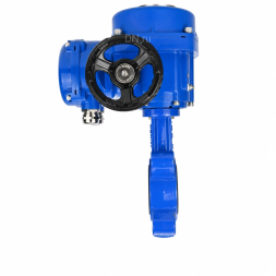 Затвор дисковый поворотный WBV1631E-2W-Fb-H Ду150 Ру16 LUG межфланцевый, корпус - чугун QT450, диск - нержавеющая сталь AISI 304, уплотнение - EPDM, с электроприводом QT-N-020M-O2-220VAC-У1 с моментной муфтой и штурвалом