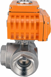 Кран шаровой BV3232P(4pc)-SP-3WT-T-ISO-H Ду50 Ру63 стандартнопроходной T-тип, трехходовой, нержавеющая сталь, внутренняя резьба, уплотнение - PTFE, с эл. приводом E34-N-005EM-O1-220VAC-У1