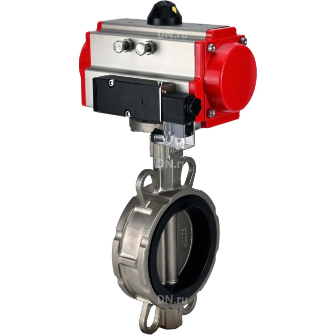 Затвор дисковый поворотный WBV3232E-2W-Fb-H Ду50 Ру16, корпус - нержавеющая сталь 316L, диск - нержавеющая сталь 316L, уплотнение - EPDM, с пневмоприводом PA-SA-083 и пневмораспределителем 4M310-08 DC24V в Барнауле