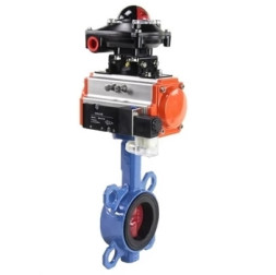 Затвор дисковый поворотный WBV1413E-2W-Fb-H Ду125 Ру16, корпус - чугун GGG50, диск - чугун GGG40, уплотнение - EPDM, с пневмоприводом PA-SA-130 с возвратными пружинами, пневмораспределителем 4M310-08 DC24V, БКВ APL-510N-EX