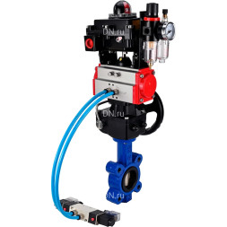 Затвор дисковый поворотный WBV1616E-2W-Fb-H Ду150 Ру16 LUG, корпус - чугун, диск - чугун, уплотнение - EPDM, с пневмоприводом PA-DA-105, пневмораспределителем 4M320-08 AC220V, ручным дублером MON3-700-T38-ISO, БКВ APL-410N EX и БПВ AFC2000