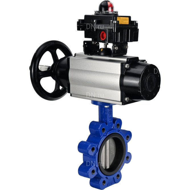 Затвор дисковый поворотный WBV1631E-2W-Fb-H Ду150 Ру16 LUG корпус - чугун QT450, диск - нержавеющая сталь 304, уплотнение - EPDM, с пневмоприводом PA-DA-105-1 и БКВ APL-410N EX в Барнауле