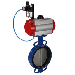 Затвор дисковый поворотный WBV1413E-2W-Fb-H Ду200 Ру16, корпус - чугун GGG50, диск - чугун GGG40, уплотнение - EPDM, с пневмоприводом PA-DA-130 двойного действия, пневмораспределителем 4M310-08 AC220V, БПВ AFC2000