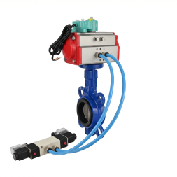 Затвор дисковый поворотный WBV1132N-2W-Fb-H Ду40 Ру16 корпус - чугун GG25, диск - нержавеющая сталь 316L, уплотнение - NBR, с пневмоприводом PA-SA-083, пневмораспределителем 4V320-08 AC220V и магнитным переключателем ALS200D
