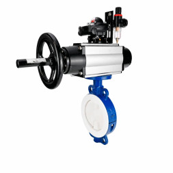 Затвор дисковый поворотный WBV3434Pf-2W-Fb-R Ду150 Ру16, корпус - угл. сталь WCB, диск - угл.  сталь WCB, футерованный PTFE, уплотнение - PTFE, с пневмоприводом PA-DA-105-1, пневмораспределителем 4M310-08 AC220V, БКВ APL-210N и БПВ AFC2000