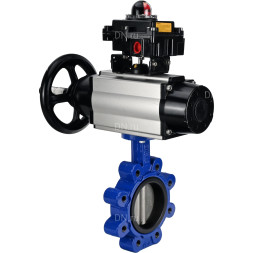 Затвор дисковый поворотный WBV1631N-2W-Fb-H Ду125 Ру16 LUG корпус - чугун QT450, диск - нержавеющая сталь 304, уплотнение - NBR, с пневмоприводом PA-DA-105-1 и БКВ APL-410N EX