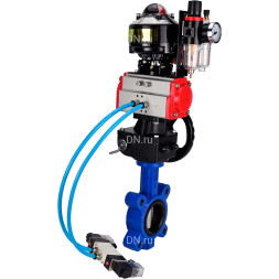 Затвор дисковый поворотный WBV1631E-2W-Fb-H Ду125 Ру16 LUG, корпус - чугун, диск - сталь 304, уплотнение - EPDM, с пневмоприводом PA-DA-105, пневмораспределителем 4M320-10 AC220V, ручным дублером MON3-700-T38-ISO, БКВ APL-510N EX и БПВ AFC2000