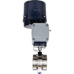 Затвор дисковый поворотный WBV3131S-2W-T-H Ду15 Ру10 резьбовой, корпус - пищевая нерж. сталь AISI 304, диск - нерж. сталь AISI 304, уплотнение - Silicon, с электроприводом четвертьоборотным QTSA-N-003EM-O0-220VAC с пружинным возвратом