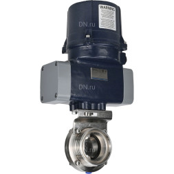 Затвор дисковый поворотный WBV3131S-2W-T-H Ду15 Ру10 резьбовой, корпус - пищевая нерж. сталь AISI 304, диск - нерж. сталь AISI 304, уплотнение - Silicon, с электроприводом четвертьоборотным QTSA-N-003EM-O0-220VAC с пружинным возвратом