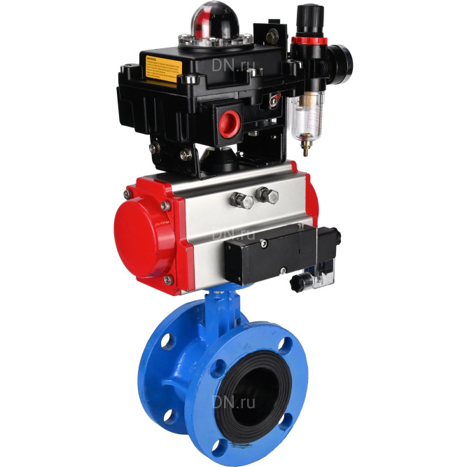 Затвор дисковый поворотный WBV1313E-2W-F-H Ду125 Ру16 фланцевый, корпус - чугун GGG40, диск - чугун GGG40, EPDM, с пневмоприводом PA-DA-130, пневмораспределителем 4M310-08 DC24V, БКВ APL-410N EX и БПВ AFC2000 в Барнауле