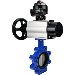 Затвор дисковый поворотный WBV1631E-2W-Fb-H Ду125 Ру16 LUG корпус - чугун QT450, диск - нержавеющая сталь 304, уплотнение - EPDM, с пневмоприводом PA-DA-105-1, пневмораспределителем 4M310-08 DC24V и БКВ APL-510N EX