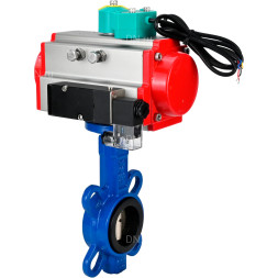 Затвор дисковый поворотный WBV1413E-2W-Fb-H Ду80 Ру16 корпус - чугун GGG50, диск - чугун GGG40, уплотнение - EPDM, с пневмоприводом PA-DA-065, пневмораспределителем 4M310-08 AC220V и магнитным переключателем ALS200D