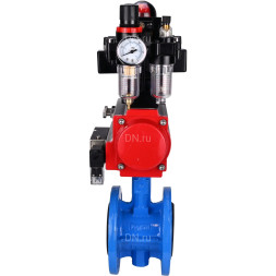 Затвор дисковый поворотный WBV1313E-2W-F-H Ду150 Ру16 фланцевый, корпус - чугун GGG40, диск - чугун GGG40, EPDM, с пневмоприводом PA-DA-130, пневмораспределителем 4M310-08 DC24V, БКВ APL-410N EX и БПВ AFC2000