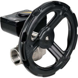 Кран шаровой BV3232P(2pc)-FP-T-ISO-H 4″ Ду100 Ру40 полнопроходной двухходовой, нержавеющая сталь SS316, внутренняя резьба, уплотнение - PTFE, с редуктором HAM RQN-Z