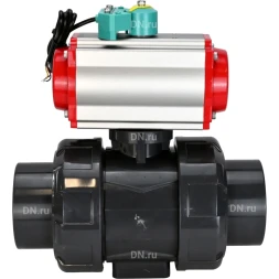 Кран шаровой BV4242E-FP-GRM-ISO Дн65 Ру10 полнопроходной, корпус - НПВХ, шар - НПВХ, уплотнение - EPDM, с пневмоприводом PA-DA-065, пневмораспределителем 4M310-08 DC24V и магнитным переключателем ALS200D