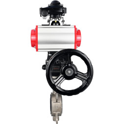 Затвор дисковый поворотный WBV3131N-2W-Fb-H Ду100 Ру16, корпус - нержавеющая сталь 304, диск - нержавеющая сталь 304, уплотнение - NBR, с пневмоприводом PA-DA-083, БКВ APL-210N и ручным дублером MON2-450-T28-ISO