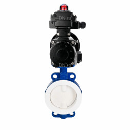 Затвор дисковый поворотный WBV3434Pf-2W-Fb-R Ду200 Ру16, корпус - углеродистая сталь WCB, диск - углеродистая сталь WCB, футерованный PTFE, уплотнение - PTFE, с пневмоприводом PA-DA-105-1, пневмораспределителем 4M310-08 AC220V и БКВ APL-410N EX