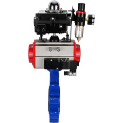 Затвор дисковый поворотный WBV1616E-2W-Fb-H Ду100 Ру16 LUG корпус - чугун QT450, диск - чугун QT450, уплотнение - EPDM, с пневмоприводом PA-DA-083, пневмораспределителем 4M310-08 DC24V, БКВ APL-410N EX и БПВ AFC2000