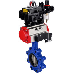 Затвор дисковый поворотный WBV1616N-2W-Fb-H Ду125 Ру16 LUG корпус - чугун QT450, диск - чугун QT450, уплотнение - NBR, с пневмоприводом PA-SA-140, пневмораспределителем 4M310-08 DC24V, БКВ APL-410N EX и БПВ AFC2000