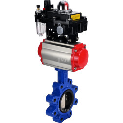 Затвор дисковый поворотный WBV1616N-2W-Fb-H Ду125 Ру16 LUG корпус - чугун QT450, диск - чугун QT450, уплотнение - NBR, с пневмоприводом PA-SA-140, пневмораспределителем 4M310-08 DC24V, БКВ APL-410N EX и БПВ AFC2000