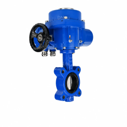 Затвор дисковый поворотный WBV1631E-2W-Fb-H Ду150 Ру16 LUG межфланцевый, корпус - чугун QT450, диск - нержавеющая сталь AISI 304, уплотнение - EPDM, с электроприводом QT-N-020M-O2-380VAC-У1 с моментной муфтой и штурвалом