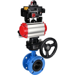 Затвор дисковый поворотный WBV1313E-2W-F-H Ду150 Ру16 фланцевый, корпус - чугун GGG40, диск - чугун GGG40, EPDM, с пневмоприводом PA-DA-130, пневмораспределителем 4M310-08 AC220V, БКВ APL-410N EX и ручным дублером MON1-250-T26-ISO