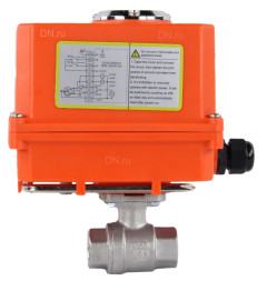 Кран шаровой BV3232P(2pc)-FP-T-ISO-H Ду10 Ру63 полнопроходной двухходовой, нержавеющая сталь 316, внутренняя резьба, уплотнение - PTFE, с электроприводом четвертьоборотным QT-N-003EM-O1-220VAC-У1 MINI
