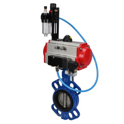 Затвор дисковый поворотный WBV1413E-2W-Fb-H Ду125 Ру16, корпус - чугун GGG50, диск - чугун GGG40, уплотнение - EPDM, с пневмоприводом PA-SA-130 с возвратными пружинами, пневмораспределителем 4M310-08 AC220V, БПВ AFC2000