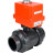 Кран шаровой BV4242E-FP-GRM-ISO Дн25 Ру10 полнопроходной, корпус - НПВХ, шар - НПВХ, уплотнение - EPDM, с электроприводом QT-N-003EM-O1-220VAC-У1 MINI в Барнауле