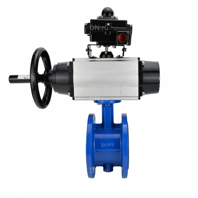 Затвор дисковый поворотный WBV1331E-2W-F-H Ду50 Ру16 фланцевый, корпус - чугун GGG40, диск - нержавеющая сталь 304, уплотнение - EPDM, с пневмоприводом PA-DA-105-1, 4M310-08 AC220V и APL-410N EX в Барнауле