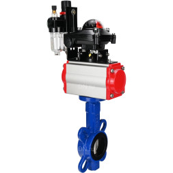 Затвор дисковый поворотный WBV1432N-2W-Fb-H Ду65 Ру16, корпус - чугун GGG50, диск - нержавеющая сталь 316L, уплотнение - NBR, с пневмоприводом PA-SA-105, пневмораспределителем 4M310-08 AC220V, БКВ APL-210N, БПВ AFC2000