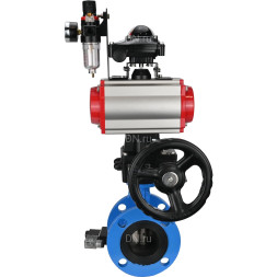 Затвор дисковый поворотный WBV1313E-2W-F-H Ду200 Ру16 фланцевый, корпус - чугун GGG40, диск - чугун GGG40, EPDM, с пневмоприводом PA-DA-140, пневмораспределителем 4V320-10 AC220V, БКВ APL-210N, ручным дублером MON2-450-T28-ISO и БПВ AFC2000