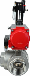 Кран шаровой BV3232P(4pc)-SP-3WL-T-ISO-H Ду50 Ру63 стандартнопроходной трехходовой L-тип, нержавеющая сталь SS316, внутренняя резьба, уплотнение - PTFE, с пн.приводом PA-DA-065 c пн.распределителем 4M310-08 DC24V и БПВ AFC2000
