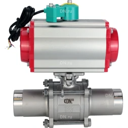 Кран шаровой BV3131P(3pc)-FP-W-ISO-H LONG Ду65 Ру25 полнопроходной, корпус - нержавеющая сталь 304, уплотнение - PTFE, под приварку, с пневмоприводом PA-DA-083 и магнитным переключателем ALS200D