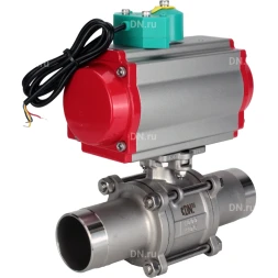 Кран шаровой BV3131P(3pc)-FP-W-ISO-H LONG Ду65 Ру25 полнопроходной, корпус - нержавеющая сталь 304, уплотнение - PTFE, под приварку, с пневмоприводом PA-DA-083 и магнитным переключателем ALS200D
