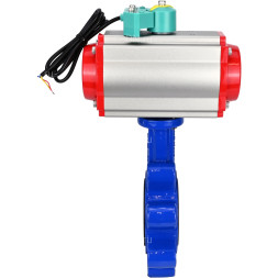 Затвор дисковый поворотный WBV1616E-2W-Fb-H Ду80 Ру16 LUG корпус - чугун QT450, диск - чугун QT450, уплотнение - EPDM, с пневмоприводом PA-DA-083, пневмораспределителем 4M310-08 AC220V и магнитным переключателем ALS200D
