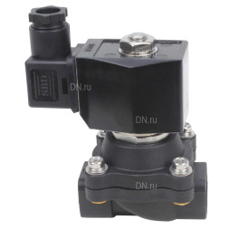 Клапан электромагнитный VS541-NT-NC-24VAC 1 1/4″ Ду32 Ру5 соленоидный двухходовой, резьбовой, корпус - полиамид PA66, уплотнение - NBR, нормально-закрытый, прямого действия, катушка - 24В AC