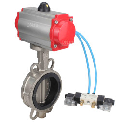 Затвор дисковый поворотный WBV3131V-2W-Fb-H Ду150 Ру16, корпус - нержавеющая сталь 304, диск - нержавеющая сталь 304, уплотнение - VITON, с пневмоприводом PA-SA-160 и пневмораспределителем 4V320-10 AC220V