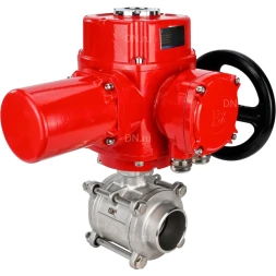 Кран шаровой BV3232P(3pc)-FP-W-ISO-H Ду65 Ру25 полнопроходной двухходовой, нержавеющая сталь SS316, под приварку, уплотнение - PTFE, с электроприводом QT-EX-010M-O2-220VAC-У1