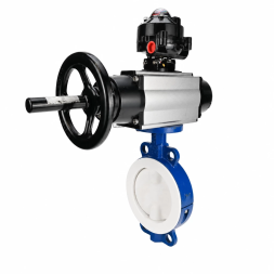 Затвор дисковый поворотный WBV3434Pf-2W-Fb-R Ду200 Ру16, корпус - углеродистая сталь WCB, диск - углеродистая сталь WCB, футерованный PTFE, уплотнение - PTFE, с пневмоприводом PA-DA-105-1, пневмораспределителем 4M310-08 AC220V и БКВ APL-510N EX