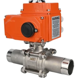 Кран шаровой BV3131P(3pc)-FP-W-ISO-H LONG Ду15 Ру63 полнопроходной, под приварку, корпус - нержавеющая сталь SS304, уплотнение - PTFE, с 1/4-оборотным электроприводом QT-N-003EM-O1-24VDC-У1 24В HARK