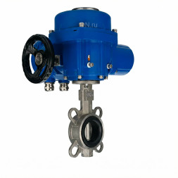 Затвор дисковый поворотный WBV3232V-2W-Fb-H Ду200 Ру16, корпус - нержавеющая сталь 316L, диск - нержавеющая сталь 316L, уплотнение - VITON, с электроприводом QT-N-030M-O2-380VAC-У1