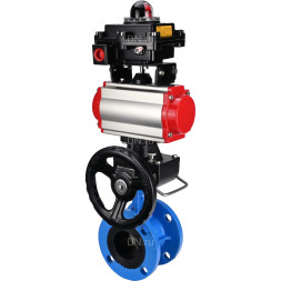 Затвор дисковый поворотный WBV1313E-2W-F-H Ду65 Ру16 фланцевый, корпус - чугун GGG40, диск - чугун GGG40, EPDM, с пневмоприводом PA-DA-105, пневмораспределителем 4M310-08 AC220V, БКВ APL-410N EX и ручным дублером MON1-250-T26-ISO