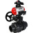 Кран шаровой BV4242E-FP-GRM-ISO Дн100 Ру10 полнопроходной, корпус - НПВХ, шар - НПВХ, уплотнение - EPDM, с пневмоприводом PA-DA-065, пневмораспределителем 4M310-08 DC24V, ручным дублером MON1-250-T26-ISO и БКВ APL-210N в Барнауле